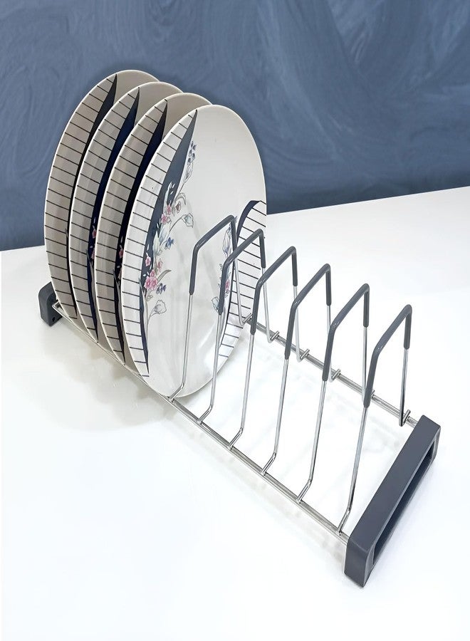 VOLO Stainless Steel Plate Rack – Space Saving Thali Holder for Kitchen Cabinet, Holds 10 Plates, Rust Resistant Dish Organizer Stand for Drying and Storage - Image 1