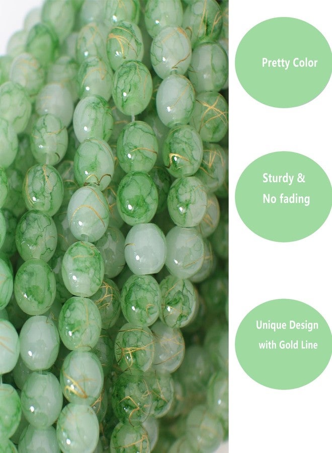 PAMIR TONG 200pcs 8mm Round Glass Beads for Bracelet Pretty Round Smooth Loose Beads with Gold line for Necklace-Earring-Jewelry Making and DIY Crafts (Green 8mm) - Image 4