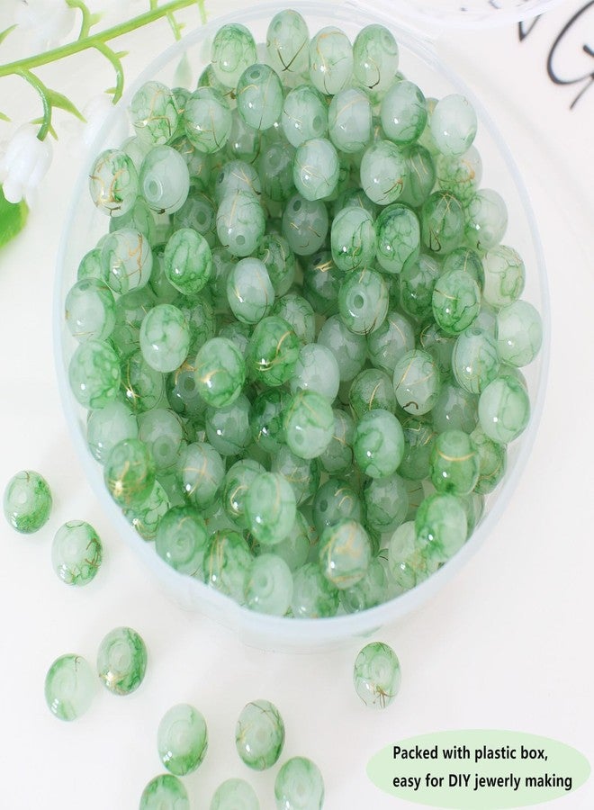 PAMIR TONG 200pcs 8mm Round Glass Beads for Bracelet Pretty Round Smooth Loose Beads with Gold line for Necklace-Earring-Jewelry Making and DIY Crafts (Green 8mm) - Image 3