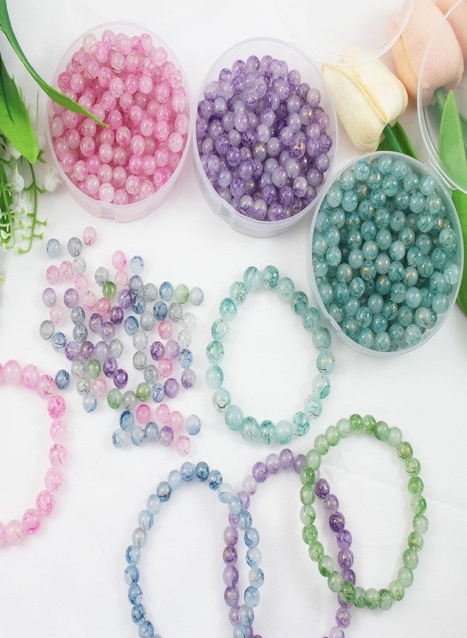 PAMIR TONG 200pcs 8mm Round Glass Beads for Bracelet Pretty Round Smooth Loose Beads with Gold line for Necklace-Earring-Jewelry Making and DIY Crafts (Green 8mm) - Image 5