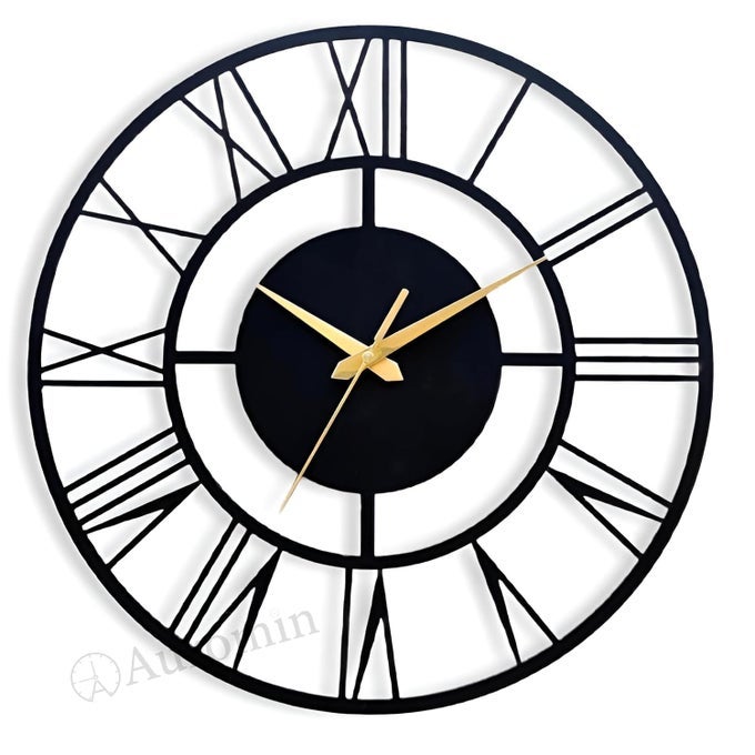 20 LARGE BLACK ROMAN NUMERAL WALL CLOCK SILENT BATTERY OPERATED BIG METAL DECORATIVE WALL CLOCKS FOR LIVING ROOM FARMHOUSE
