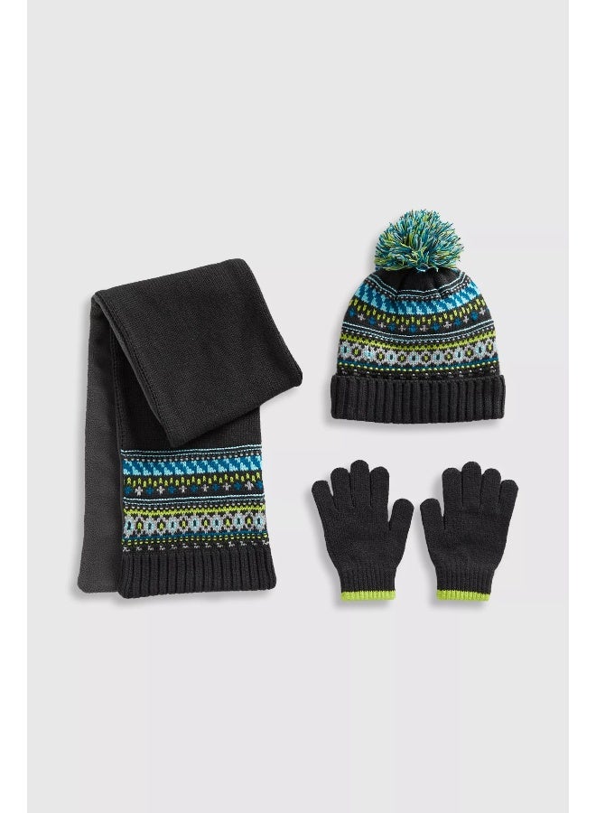 mothercare Fair Isle Knitted Hat, Scarf and Gloves Set  - Image 1