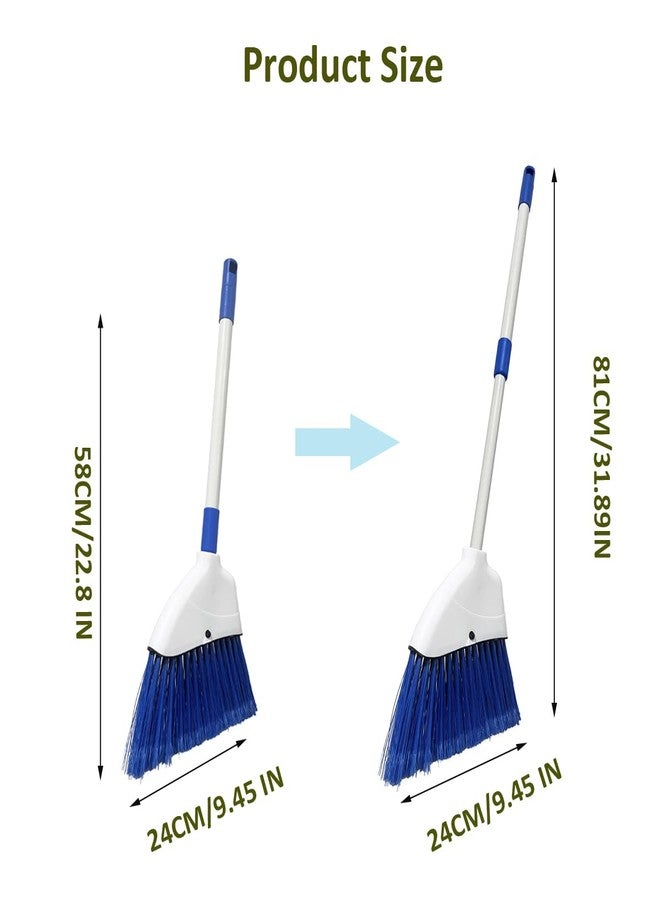 BSMstone Small Broom - Indoor or Outdoor Portable Broom with Adjustable Handle, Cleaning Little Helper for Housekeeping, Office, Working Desk, and Pet Nest(White&Blue) - Image 2