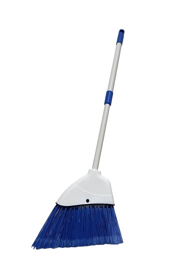 BSMstone Small Broom - Indoor or Outdoor Portable Broom with Adjustable Handle, Cleaning Little Helper for Housekeeping, Office, Working Desk, and Pet Nest(White&Blue) - Image 1
