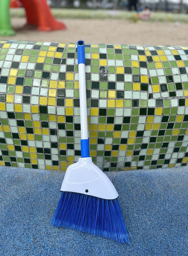 BSMstone Small Broom - Indoor or Outdoor Portable Broom with Adjustable Handle, Cleaning Little Helper for Housekeeping, Office, Working Desk, and Pet Nest(White&Blue) - Image 4