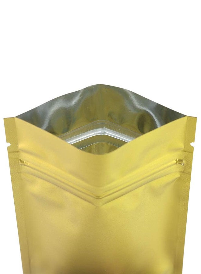 QQ Studio 100 Double-Sided Matte Gold Zip Top Bags w/Tear Notch (7.5x10cm (2.9x3.9"), Gold) - Image 4