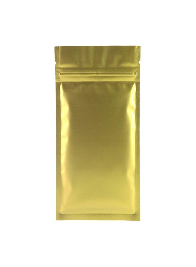 QQ Studio 100 Double-Sided Matte Gold Zip Top Bags w/Tear Notch (7.5x10cm (2.9x3.9"), Gold) - Image 1