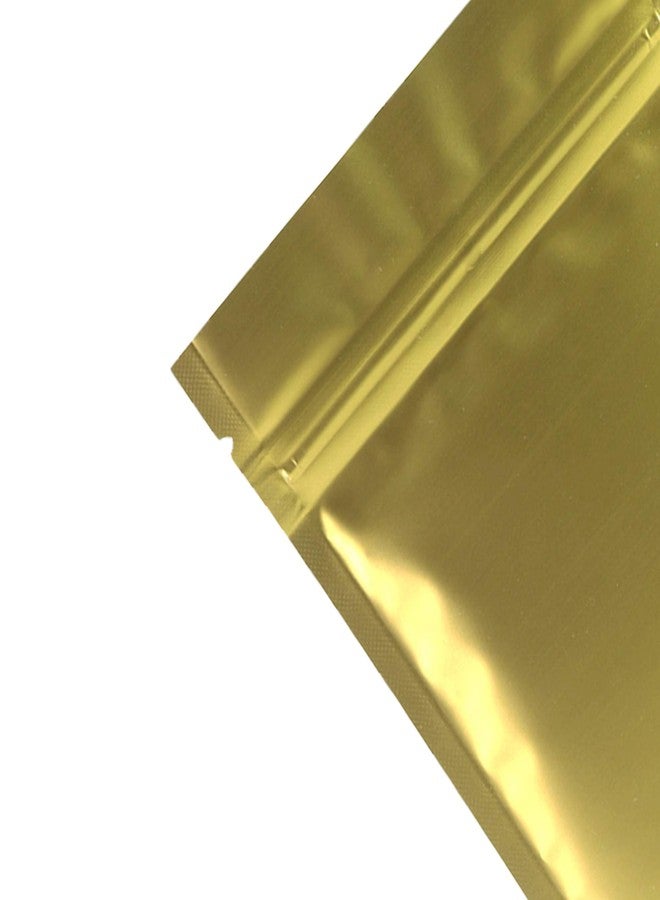 QQ Studio 100 Double-Sided Matte Gold Zip Top Bags w/Tear Notch (7.5x10cm (2.9x3.9"), Gold) - Image 2