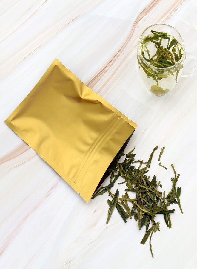 QQ Studio 100 Double-Sided Matte Gold Zip Top Bags w/Tear Notch (7.5x10cm (2.9x3.9"), Gold) - Image 5