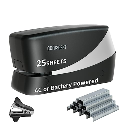 Coruscant Electric Stapler, Heavy Duty Desktop Stapler, Includes 2000 Staples and 1 Staple Remover, No-Jam Automatic AC or Battery Powered, 25 Sheet, Professional for Office Home School Use - Image 1