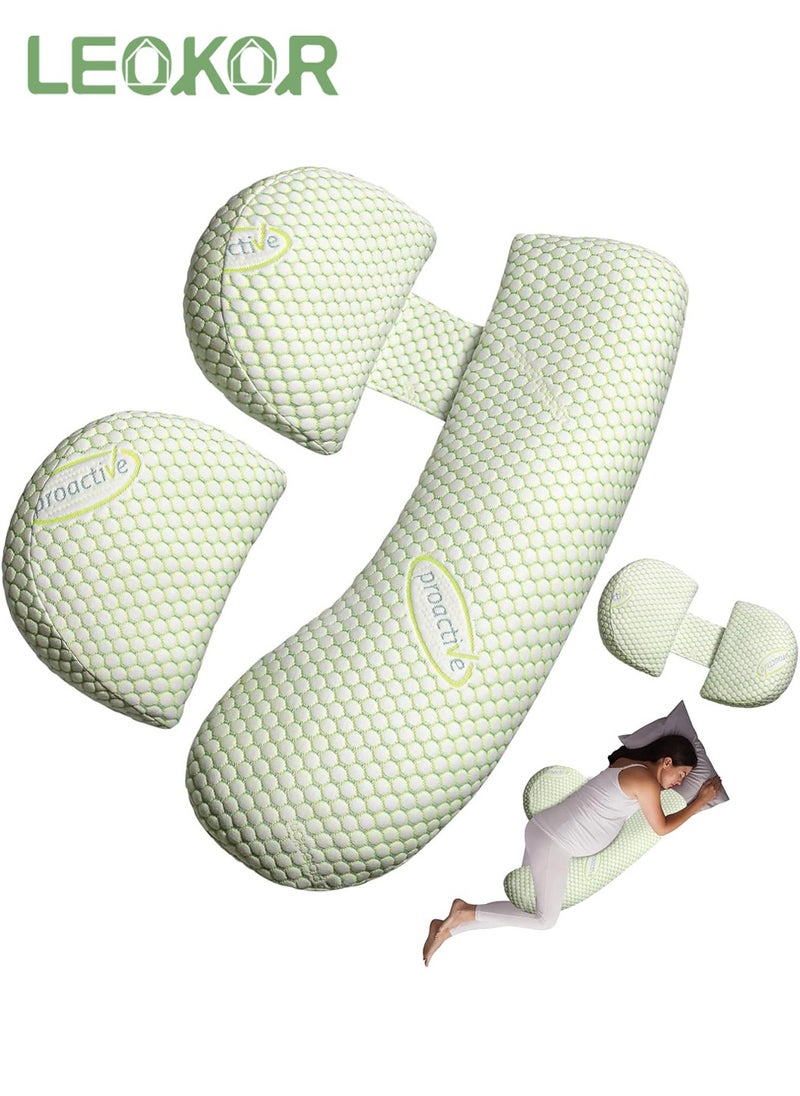 LEOKOR Maternity Pillow, Pregnancy Pillow for Sleeping, Soft Baby Bub Maternity Pillow with Detachable and Adjustable Pillow Cover, Pregnancy Body Pillow Support Legs, Back, Belly  - Image 1