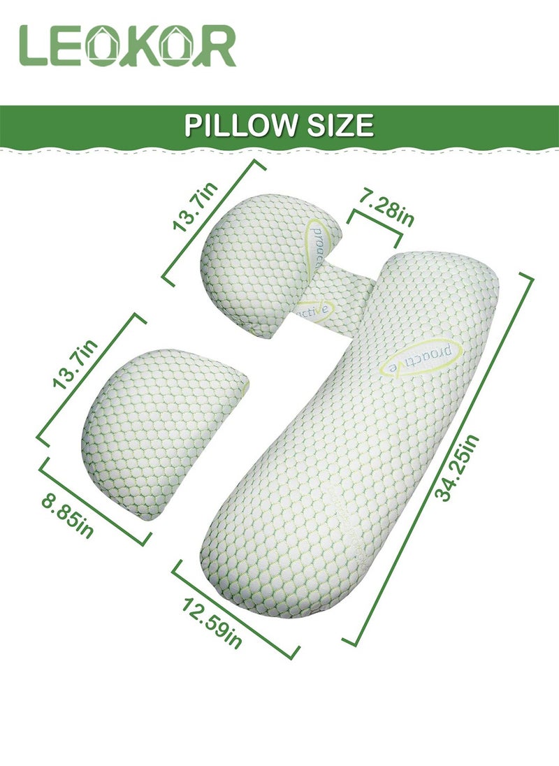 LEOKOR Maternity Pillow, Pregnancy Pillow for Sleeping, Soft Baby Bub Maternity Pillow with Detachable and Adjustable Pillow Cover, Pregnancy Body Pillow Support Legs, Back, Belly  - Image 4