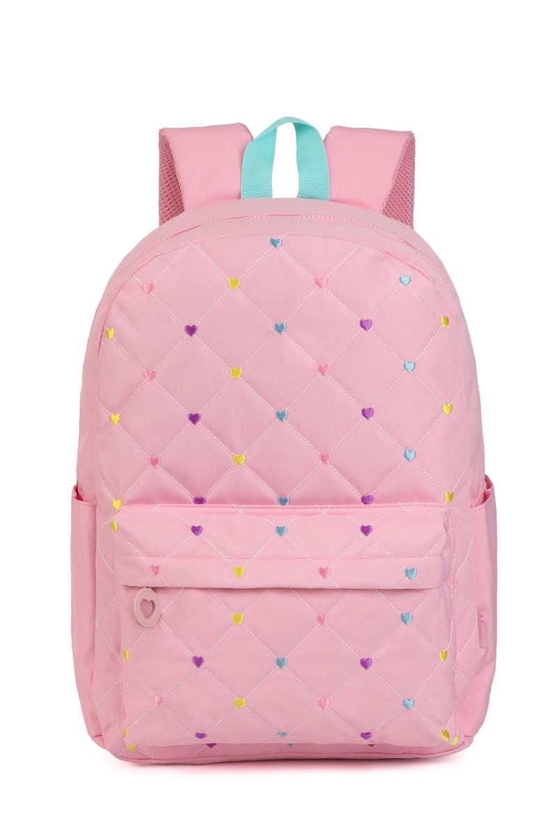 Girls 3-in-1 School Backpack Set – Lightweight Quilted Bag, Lunch Bag & Pencil Case – Pink , Adjustable Straps, Durable for Primary & Elementary Students - Image 4