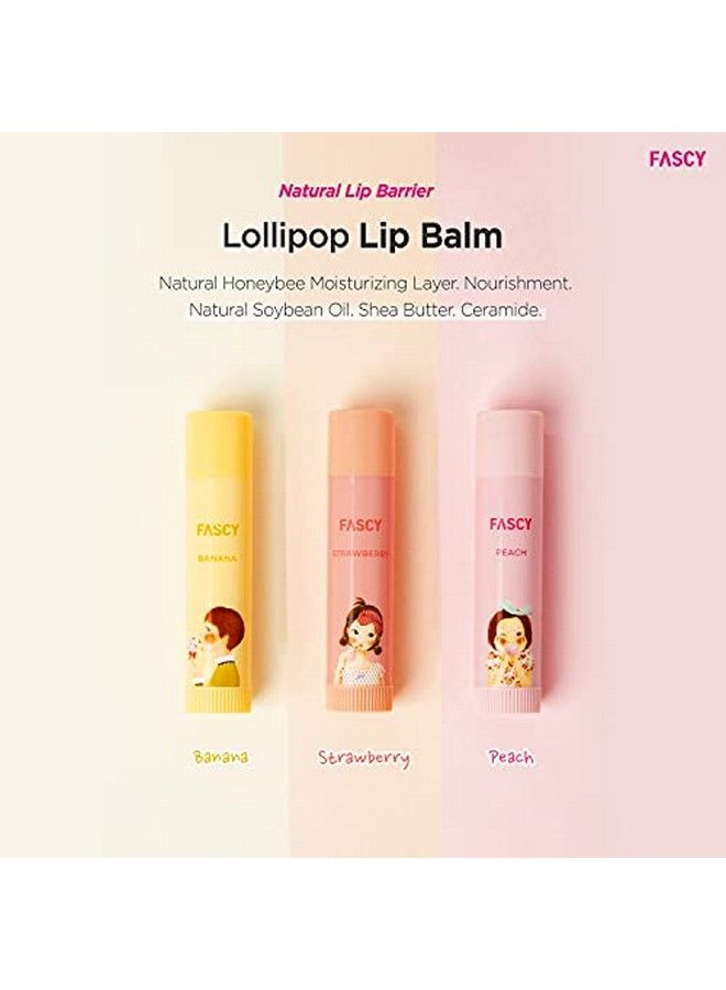Fascy Lollipop Lip Balm Premium Korean Beeswax Moisturizing Shea Butter Natural Soybean And Vitamin E Parabenfree Small (0.13 Oz) (Strawberry) - Image 3