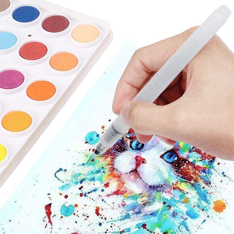 PEACORA Water Brush Pens Watercolor Brushes 6 Pcs Set with Different Size Tips Water Reservoir Pen for Watercolour Painting Oil Acrylic Painting and Calligraphy - Image 2