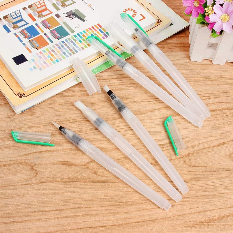PEACORA Water Brush Pens Watercolor Brushes 6 Pcs Set with Different Size Tips Water Reservoir Pen for Watercolour Painting Oil Acrylic Painting and Calligraphy - Image 3