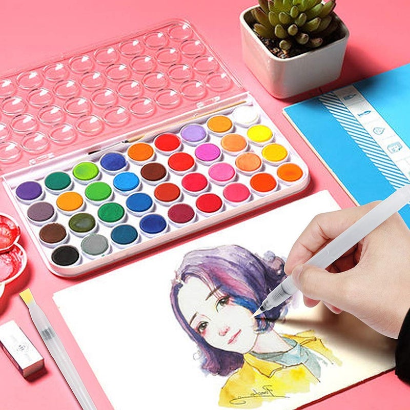 PEACORA Water Brush Pens Watercolor Brushes 6 Pcs Set with Different Size Tips Water Reservoir Pen for Watercolour Painting Oil Acrylic Painting and Calligraphy - Image 5