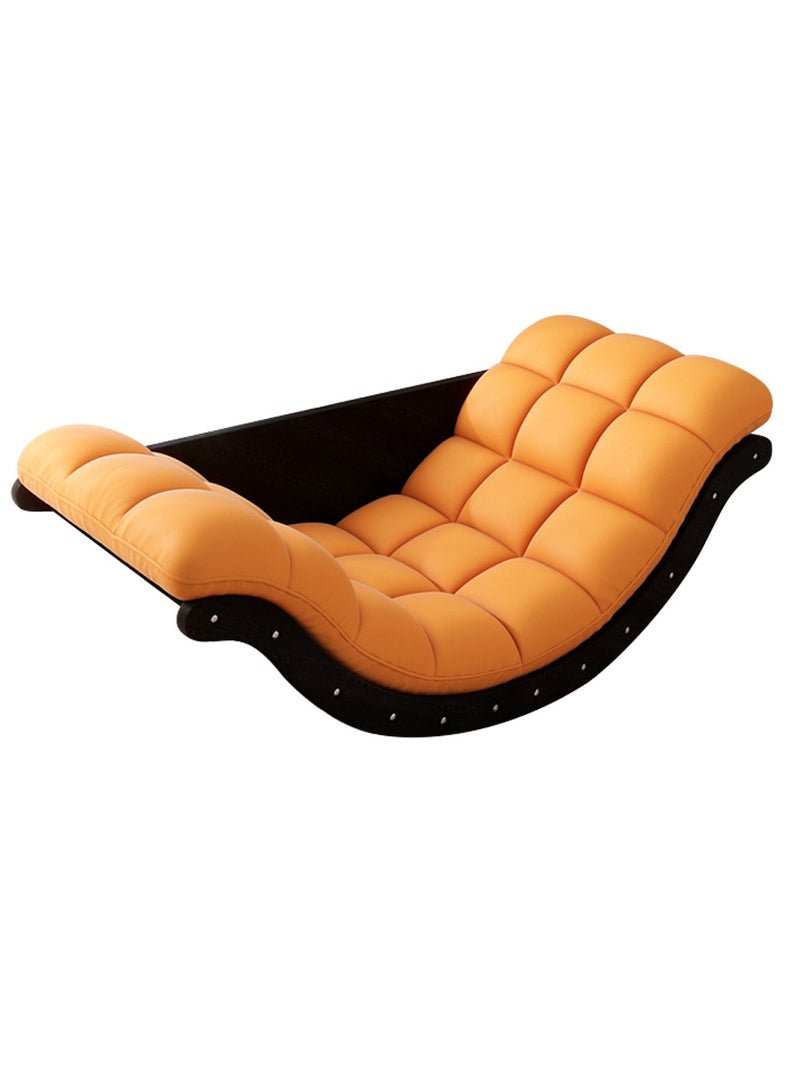 كول بيبي كرسي هزاز خارجي من CoolBaby، كرسي هزاز على شكل قمر، كرسي أريكة داخلي لغرفة النوم، غرفة المعيشة، الشرفة، الحديقة، العشب - أصفر - Image 1