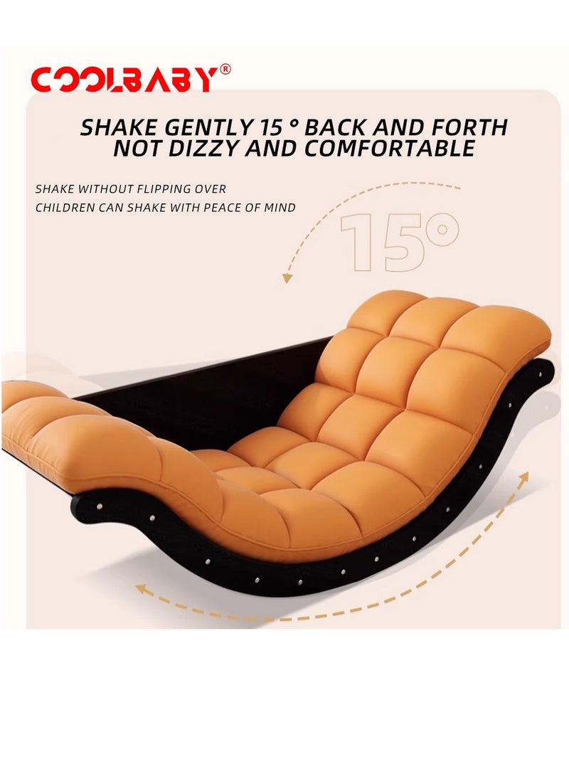 كول بيبي كرسي هزاز خارجي من CoolBaby، كرسي هزاز على شكل قمر، كرسي أريكة داخلي لغرفة النوم، غرفة المعيشة، الشرفة، الحديقة، العشب - أصفر - Image 2