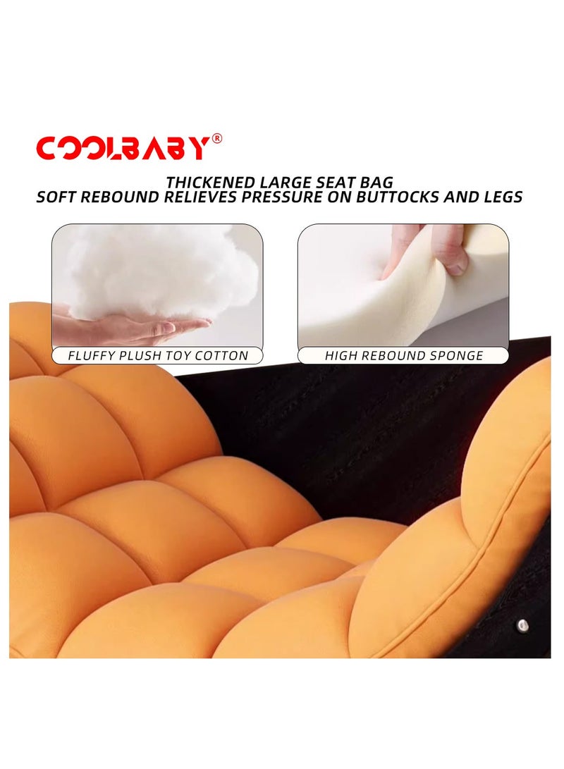 كول بيبي كرسي هزاز خارجي من CoolBaby، كرسي هزاز على شكل قمر، كرسي أريكة داخلي لغرفة النوم، غرفة المعيشة، الشرفة، الحديقة، العشب - أصفر - Image 5