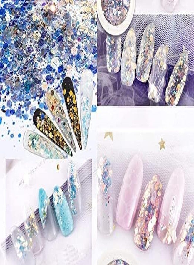 ADOERE مجموعة أدويري المكونة من 8 قطع من جليتر الأظافر المتدرج على شكل سداسي، ورقائق جليتر هولوغرافية للأظافر، ومستلزمات تزيين الأظافر، ومسحوق حورية البحر، وترتر أظافر ثلاثي الأبعاد لامع، لتزيين الأظافر بنفسك. - Image 4