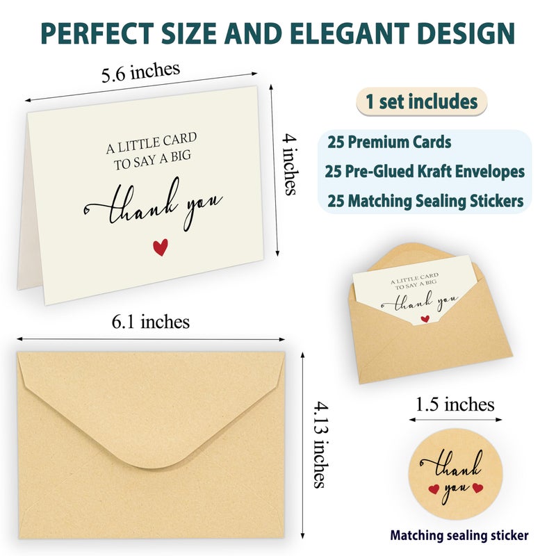 ISPONRE 25 Pack Premium Elegant Thank You Cards with Envelopes & Stickers â€“ Blank Inside Personalized Notes, Perfect for Weddings, Baby Showers, Small Business, Bridal Showers, Birthdays, Graduations & Gifts - Image 3