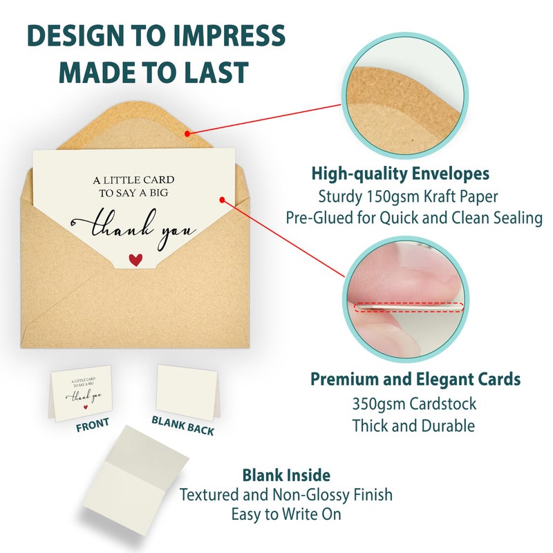 ISPONRE 25 Pack Premium Elegant Thank You Cards with Envelopes & Stickers â€“ Blank Inside Personalized Notes, Perfect for Weddings, Baby Showers, Small Business, Bridal Showers, Birthdays, Graduations & Gifts - Image 2