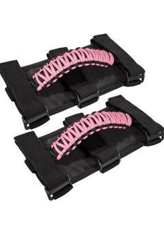 Bukela Roll Bar Grab Handles Grip Handle for Jeep Wrangler YJ TJ JK JKU JL JLU Sports Sahara Freedom Rubicon Unlimited X Gladiator JT 1955-2022 UTV ATV Premium Paracord (Pink 2 Pack)  - Image 1