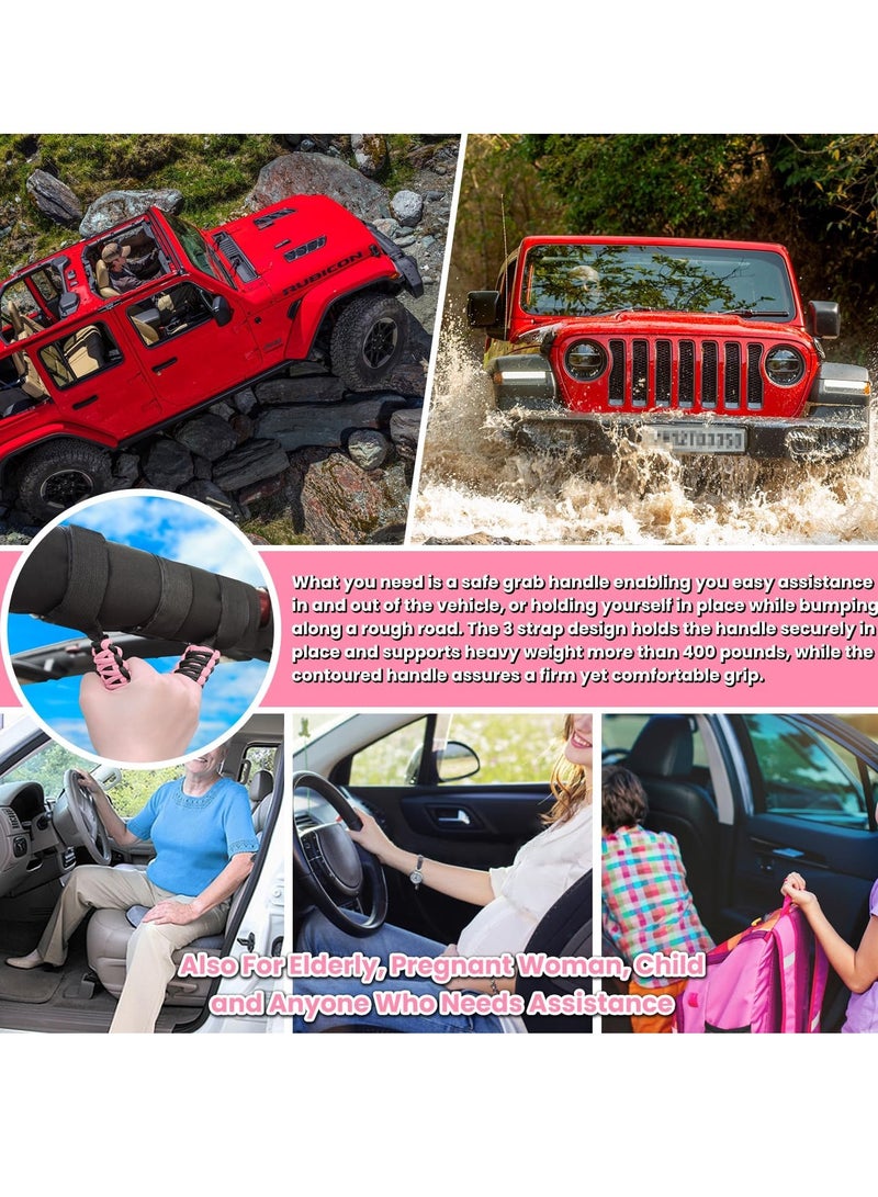 Bukela Roll Bar Grab Handles Grip Handle for Jeep Wrangler YJ TJ JK JKU JL JLU Sports Sahara Freedom Rubicon Unlimited X Gladiator JT 1955-2022 UTV ATV Premium Paracord (Pink 2 Pack) - Image 4