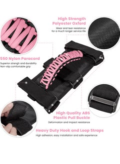 Bukela Roll Bar Grab Handles Grip Handle for Jeep Wrangler YJ TJ JK JKU JL JLU Sports Sahara Freedom Rubicon Unlimited X Gladiator JT 1955-2022 UTV ATV Premium Paracord (Pink 2 Pack)  - Image 3