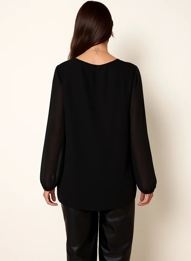Blue Vanilla Pleated Top