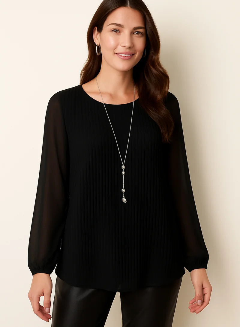 Blue Vanilla Pleated Top