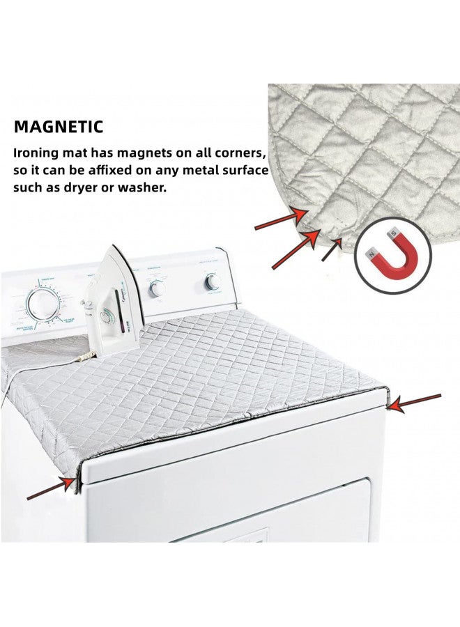 Sanseenia Magnetic Ironing Mat Blanket Ironing Board Replacement, Iron Board Alternative Cover, Portable Travel Ironing Pad, Quilted Heat Resistant Ironing Pad Cover for Washer, Dryer, Table Top 33"X 19" (Gray) - Image 1