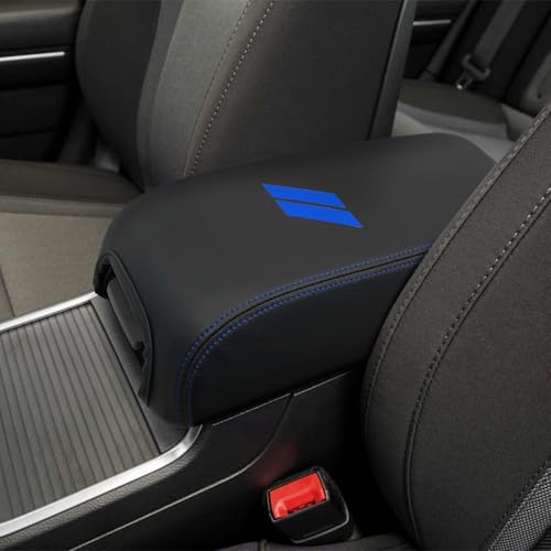 ريموش لملحقات دودج تشارجر 2011-2023 غطاء وحدة التحكم المركزية لكر Chrysler 300 2015-2022 غطاء مسند الذراع جلد مع حواف زرقاء