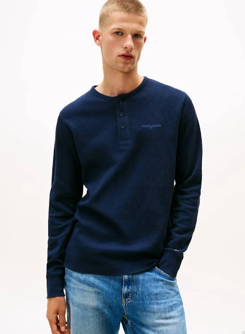 Slim Waffle Script Henley T-Shirt