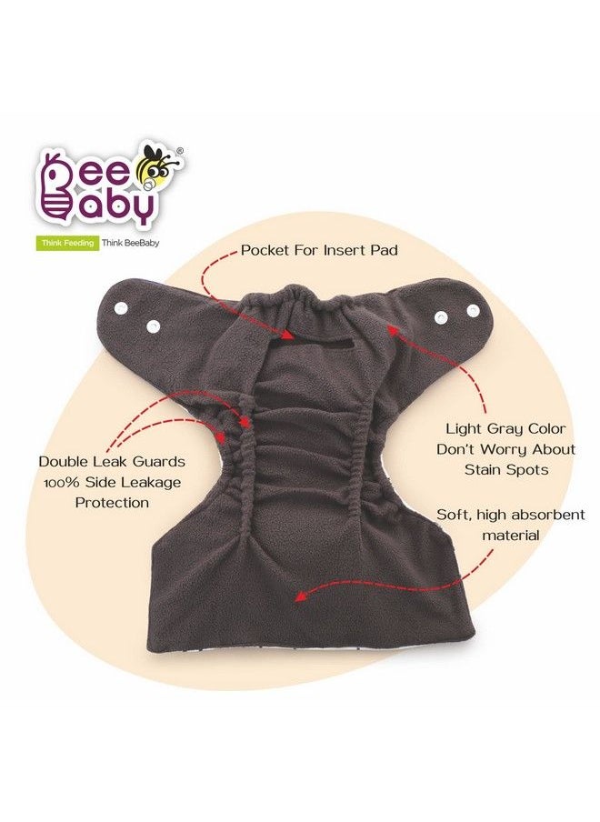Beebaby Bumtelligent Free Size Pocket Style Cotton Cloth Baby Diaper & 2 Grey Rapidry Pads;Inserts ; High Absorbent Adjustable Reusable & Washable ; 0 To 3 Years. (Sailor Dark Blue)  - Image 5