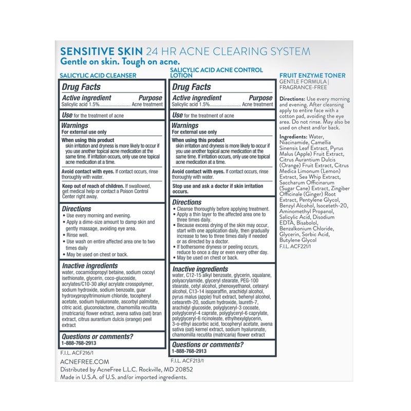 AcneFree 3 Step Acne Treatment Kit Salicylic Acid Acne Face Wash and Alcohol Free Toner with Benzoyl Peroxide Lotion, Anti Acne Solution for Teenagers and Adults for Sensitive Skin, 3 Piece Set, Tea Tree - Image 5