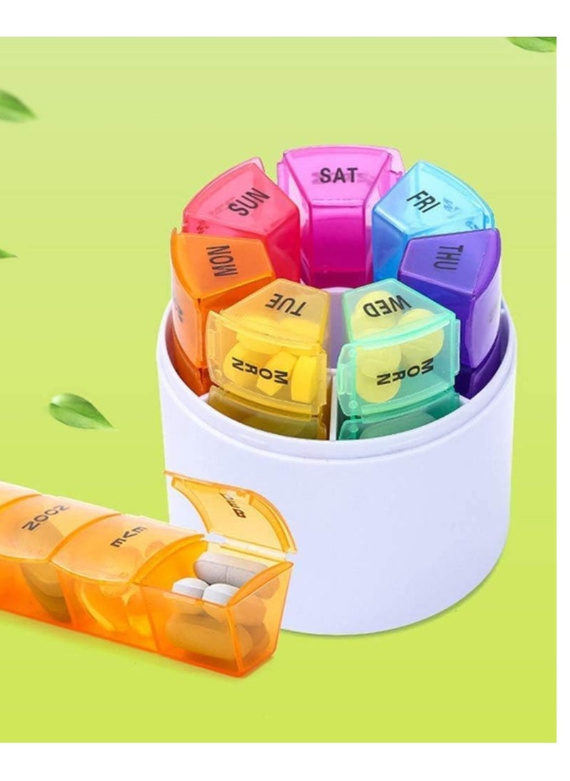 Generic Pill Box, 7 Days Rainbow Colored Portable Travel Pop Up Pill Tablet Dispenser Case Weekly Pill Organizer Holder for Vitamins, Cod Liver Oil, Supplements and Medication, AM/Noon/EVE/Bed Time  - Image 2