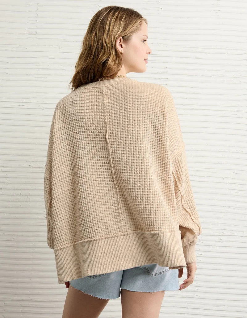 American Eagle  AE Big Hug Crew Neck Waffle Sweatshirt for Women | Best Price UAE
