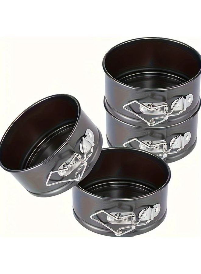 4 Piece Set 4 Inch Springform Cake Pans Non Stick Round Baking Molds Oven Accessories - Image 1