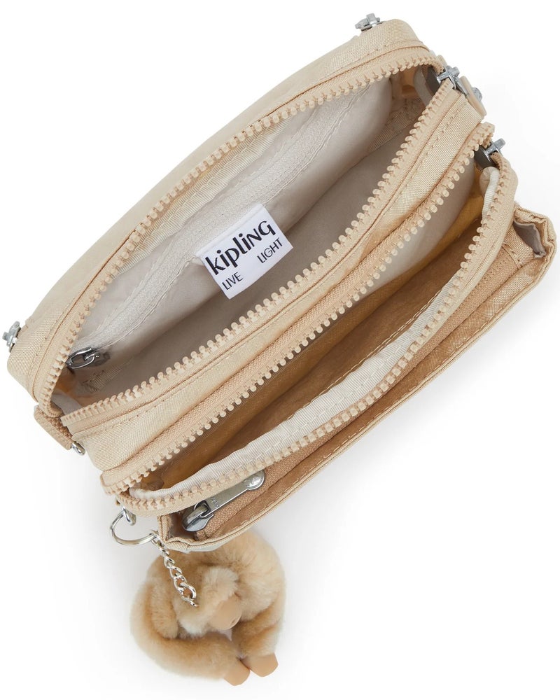 kipling Abanu Multi Small Female Crossbody (Convertible To Waist Bag) - Sparkled Beige - Image 3