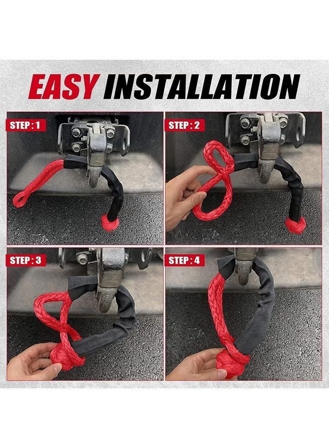 Red Soft Shackles For Recovery, Set of Two 1/2 Inch X 22 Inch (38,000lbs Breaking Strength) Soft Shackle Rope Synthetic with Protective Sleeve for Boating SUV ATV Truck Recovery(Red, 2 Pack) - Image 3