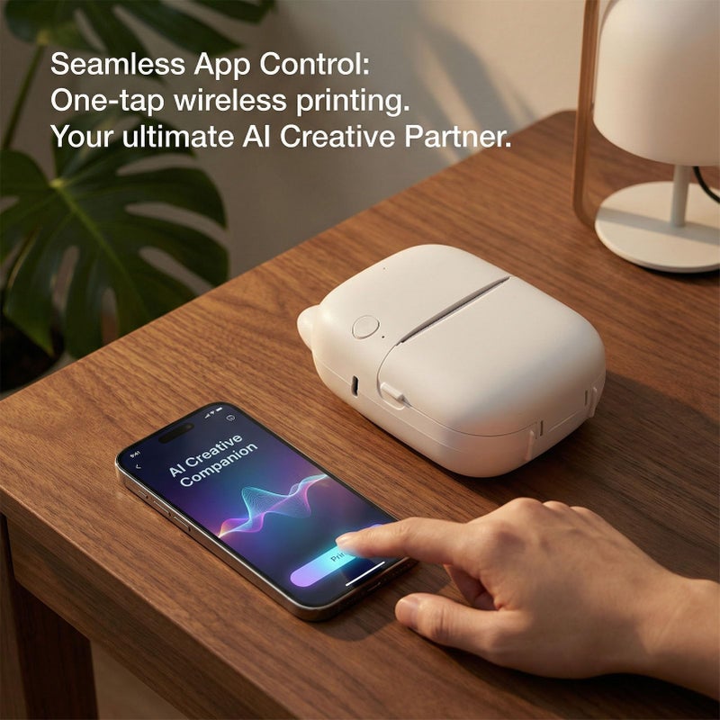 طابعة ملصقات محمولة بدون حبر، لاسلكية، بتطبيق ومراقبة صوتية، طابعة حرارية للأطفال، للسفر والمنزل والمدرسة والمكتب، هدية - Image 5