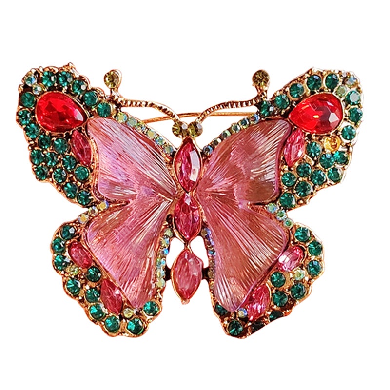 Rhinestone Brooch Dress Pin Butterfly Shape Alloy Material Fashionable Versatile Jewelry For Weddings 1Pack - Image 1