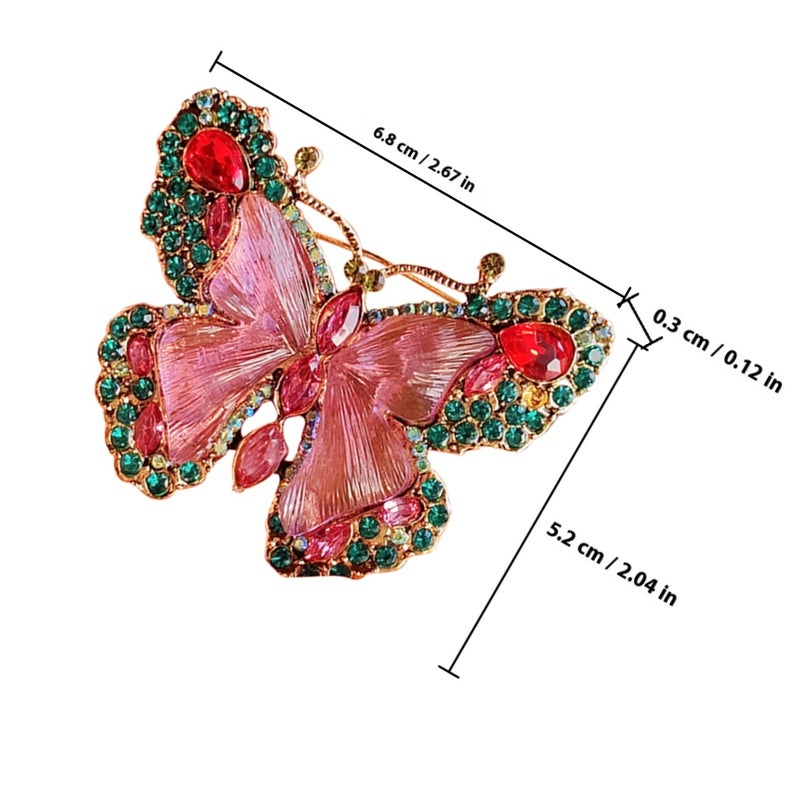 Rhinestone Brooch Dress Pin Butterfly Shape Alloy Material Fashionable Versatile Jewelry For Weddings 1Pack - Image 2