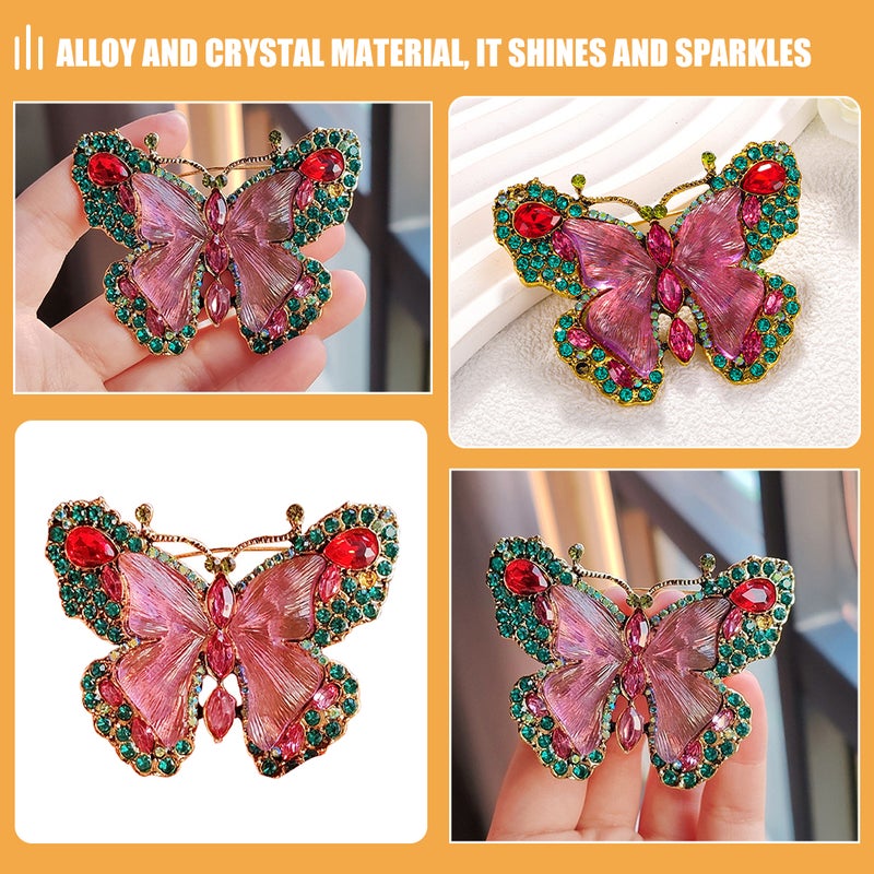 Rhinestone Brooch Dress Pin Butterfly Shape Alloy Material Fashionable Versatile Jewelry For Weddings 1Pack - Image 4