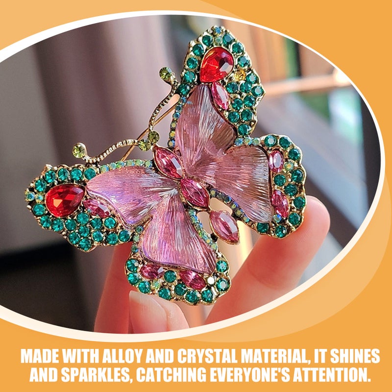 Rhinestone Brooch Dress Pin Butterfly Shape Alloy Material Fashionable Versatile Jewelry For Weddings 1Pack - Image 3