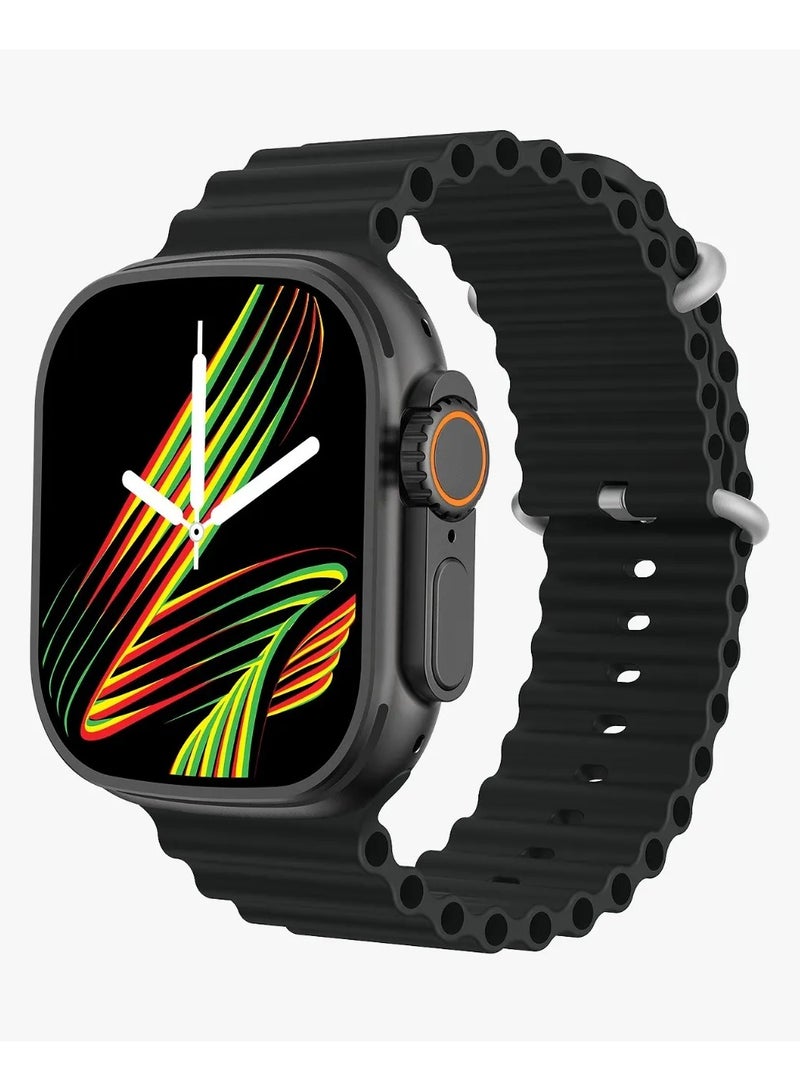 GREEN LION Communicate Ultra Smart Watch AMOLED 1.85 inch Display Compatible with iOS & Android / Ai Assistant ChatGPT / Bluetooth Calls / IP68 Waterproof / 5 Days Working Time / Built-In Game, WhatsApp, Flashlight, Ai Painting Mode, Find My Watch - Black - Image 1