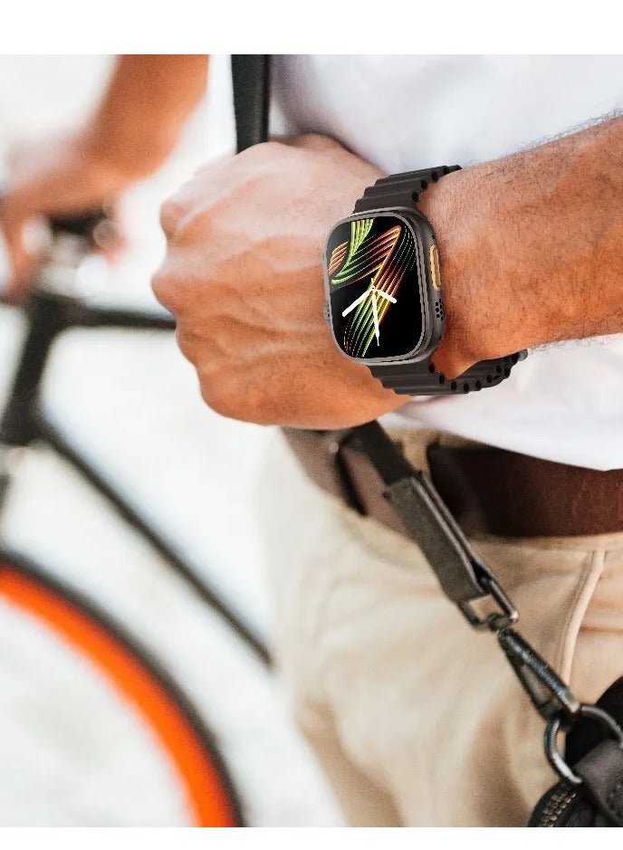 GREEN LION Communicate Ultra Smart Watch AMOLED 1.85 inch Display Compatible with iOS & Android / Ai Assistant ChatGPT / Bluetooth Calls / IP68 Waterproof / 5 Days Working Time / Built-In Game, WhatsApp, Flashlight, Ai Painting Mode, Find My Watch - Black - Image 3