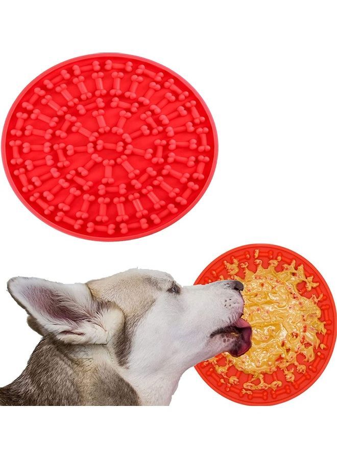NIBEMINENT Silicone Slow Feeder Dog Treat Dispensing Mat Red 5.9 x 5.9inch - Image 1